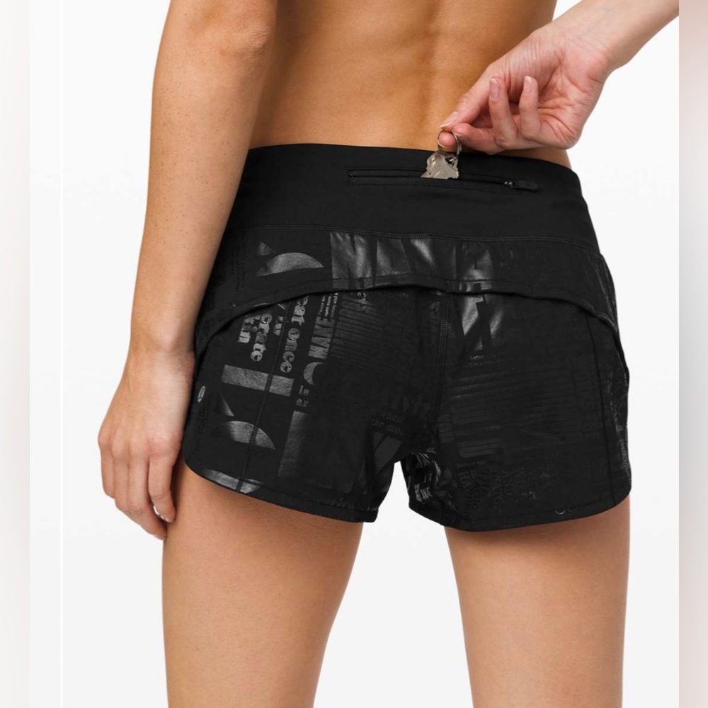 lululemon athletica Black Women's speed up foil metallic  Shorts